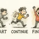 Empezar, continuar y terminar