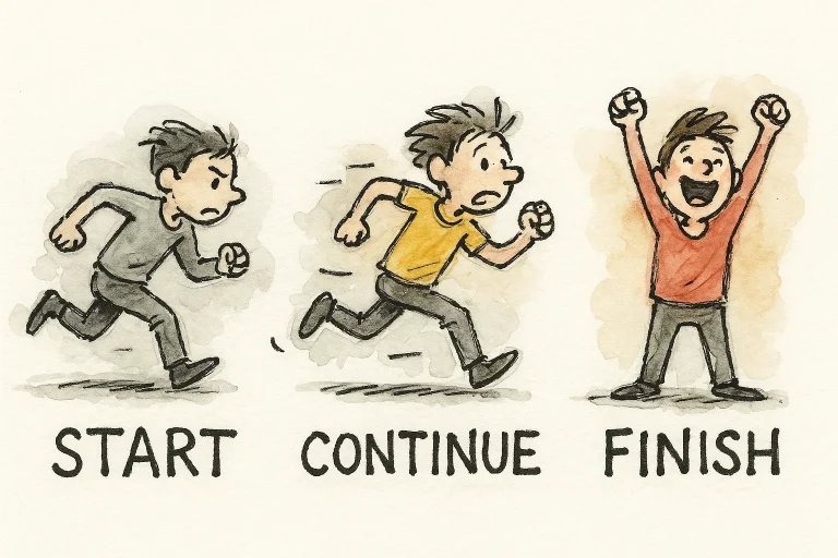 Empezar, continuar y terminar
